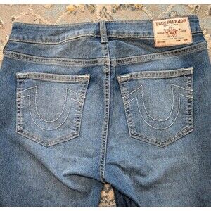 True Religion Womens 30 Jennie Curvy Skinny Blue Jeans Tapered Leg Stretch Logo